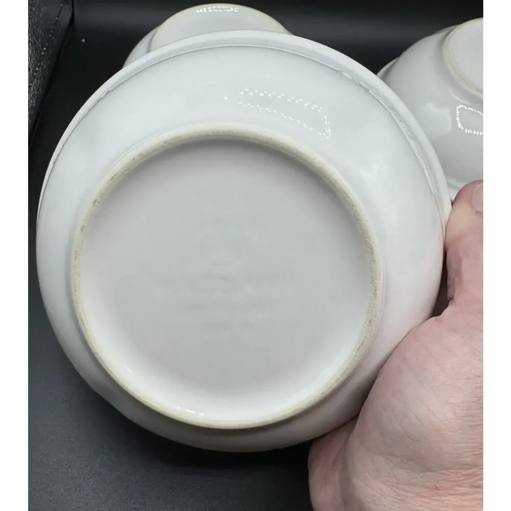 4 Pfaltzgraff FILIGREE Ceramic White 6” Cereal Soup Salad Bowls EUC -A94